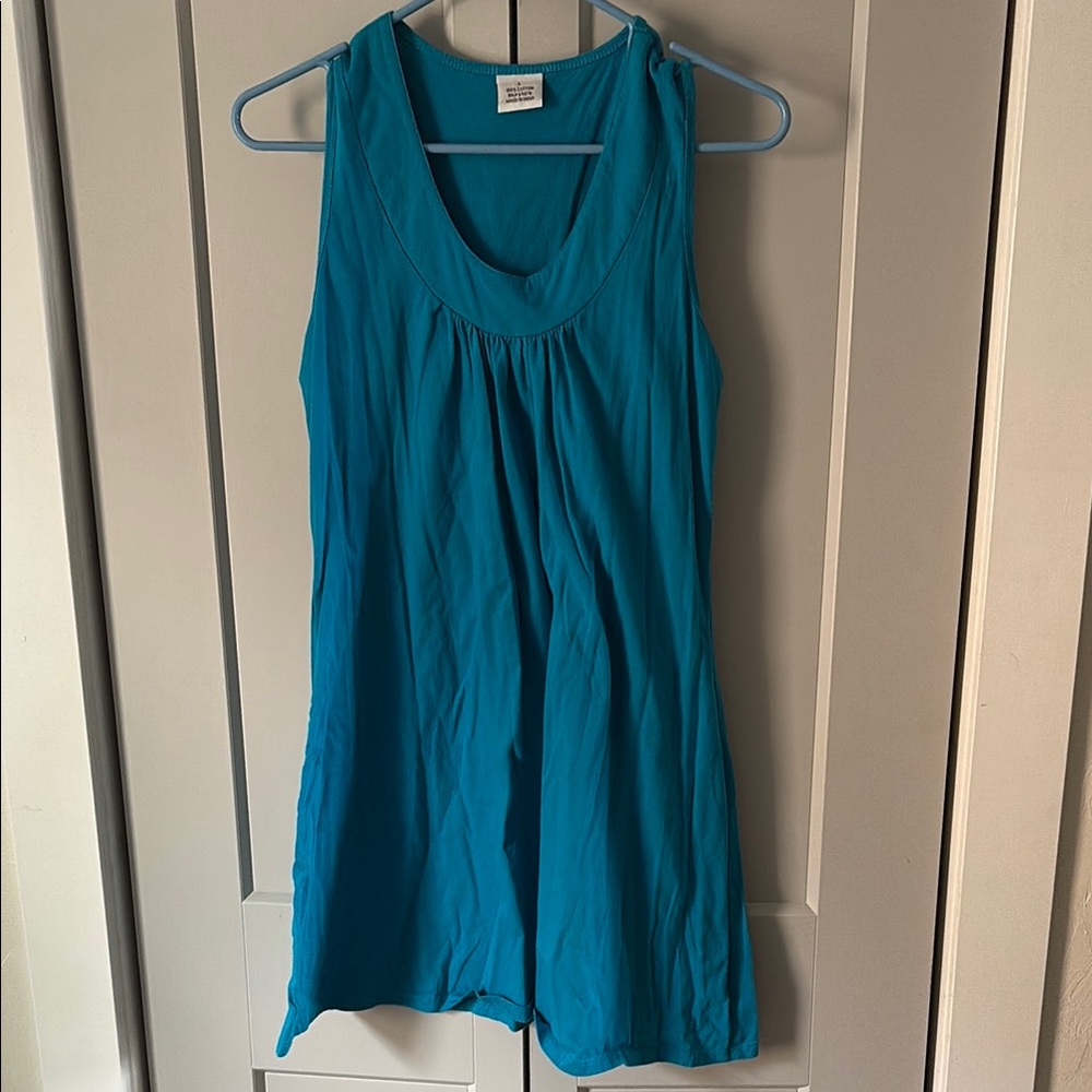 Vibrant Blue Pleated Sleeveless Tank Dress